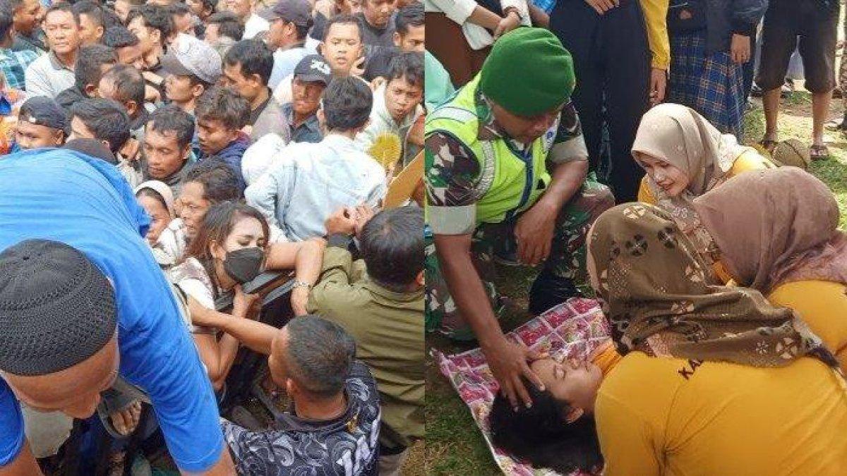 Detik-detik puluhan warga terluka dan pingsan saat merebutkan durian yang diselenggarakan di alun-alun Kajen, Kabupaten Pekalongan, Jawa Tengah, Minggu (14/1/2024).