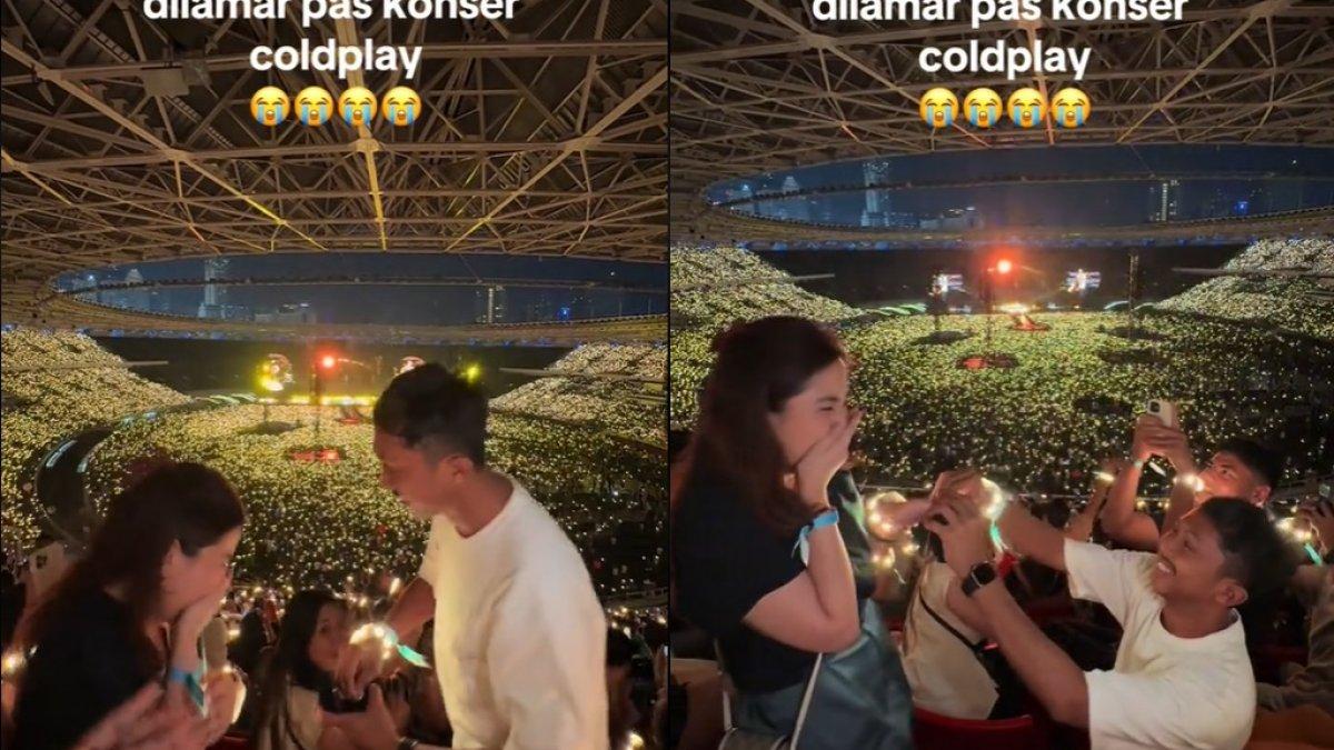 Devalia Mesha dilamar pacar saat nonton konser Coldplay