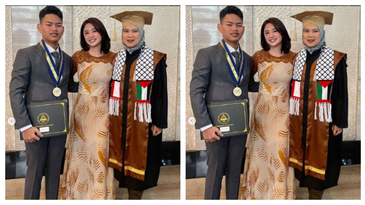 Potret Dewi Perssik hadiri wisuda Felice Gabriel
