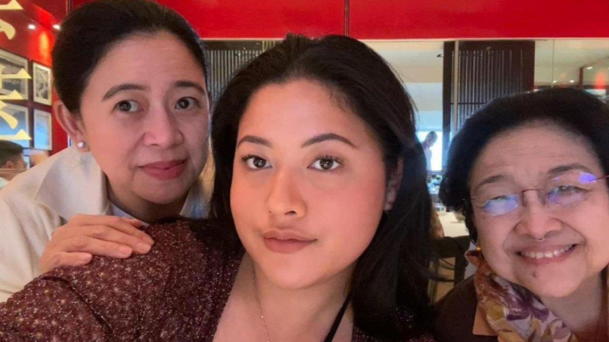 Diah Pikatan Orissa Putri Haprani atau Pinka Haprani bersama Puan Maharani dan Megawati Soekarnoputri