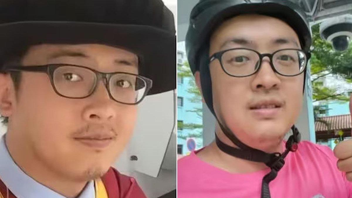 SARJANA KERJA SERABUTAN - Ding Yuanzhao (39) pria tampan lulusan Oxford University kini bekerja sebagai pengantar makanan. Foto diolah dari India Today pada 9 Juli 2025.