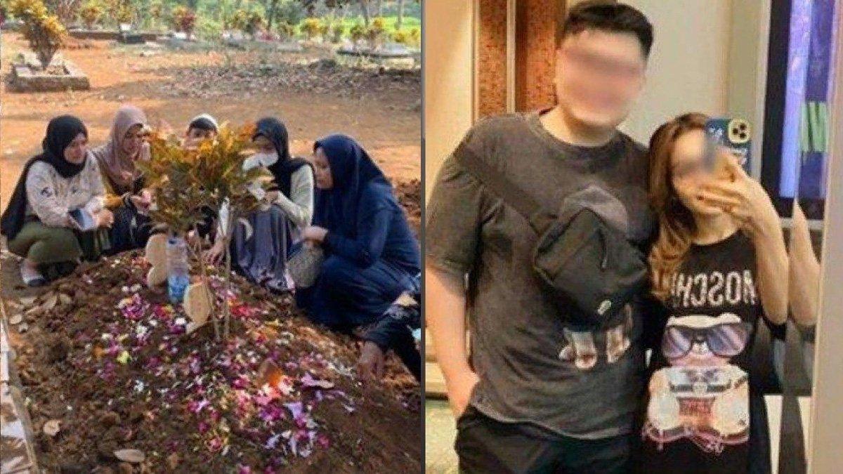 Dini Sera tinggalkan anaknya di kampung bersama keluarga, momen pilu anak Dini tertunduk dimakam sang ibu.