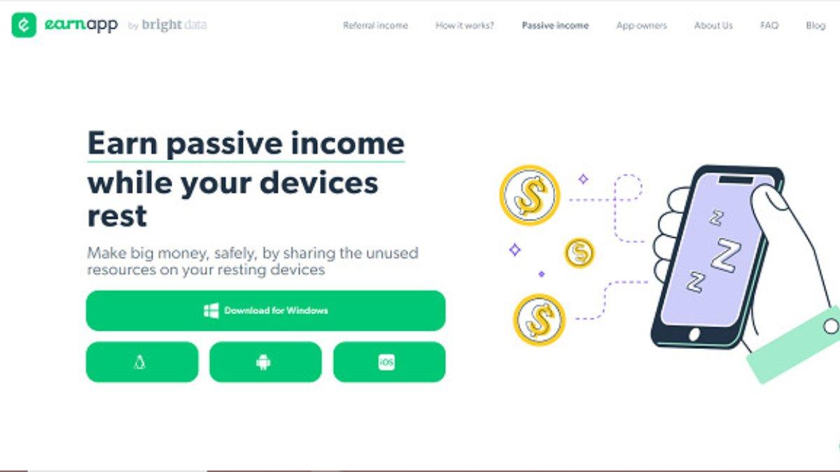 EarnApp adalah situs web yang memungkinkan pengguna memperoleh penghasilan pasif dengan berbagi bandwidth internet yang tidak terpakai