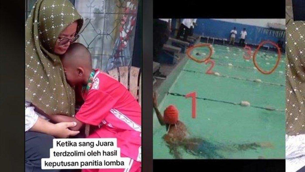 Egi alias Ghiyats, pelajar mengikuti lomba renang Pekan Olahraga Pelajar Kabupaten Sleman, DIY merasa dicurangi.