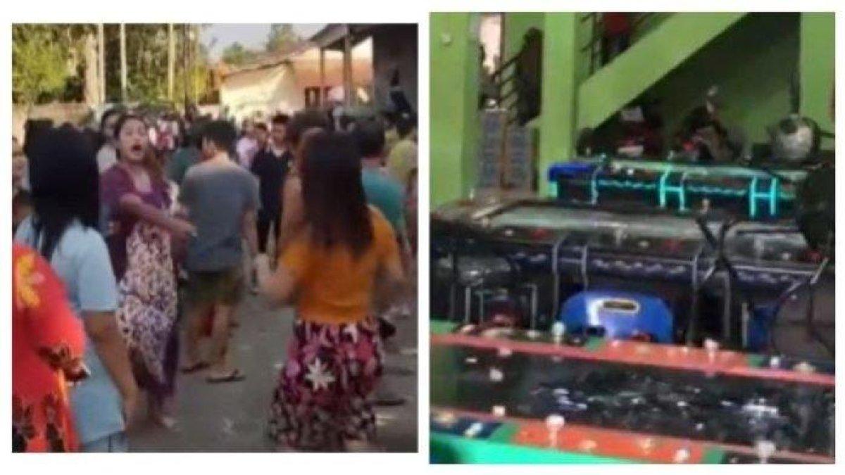 Tangkapan layar video viral emak-emak gerebek markas judi lebih cepat ketimbang polisi.
