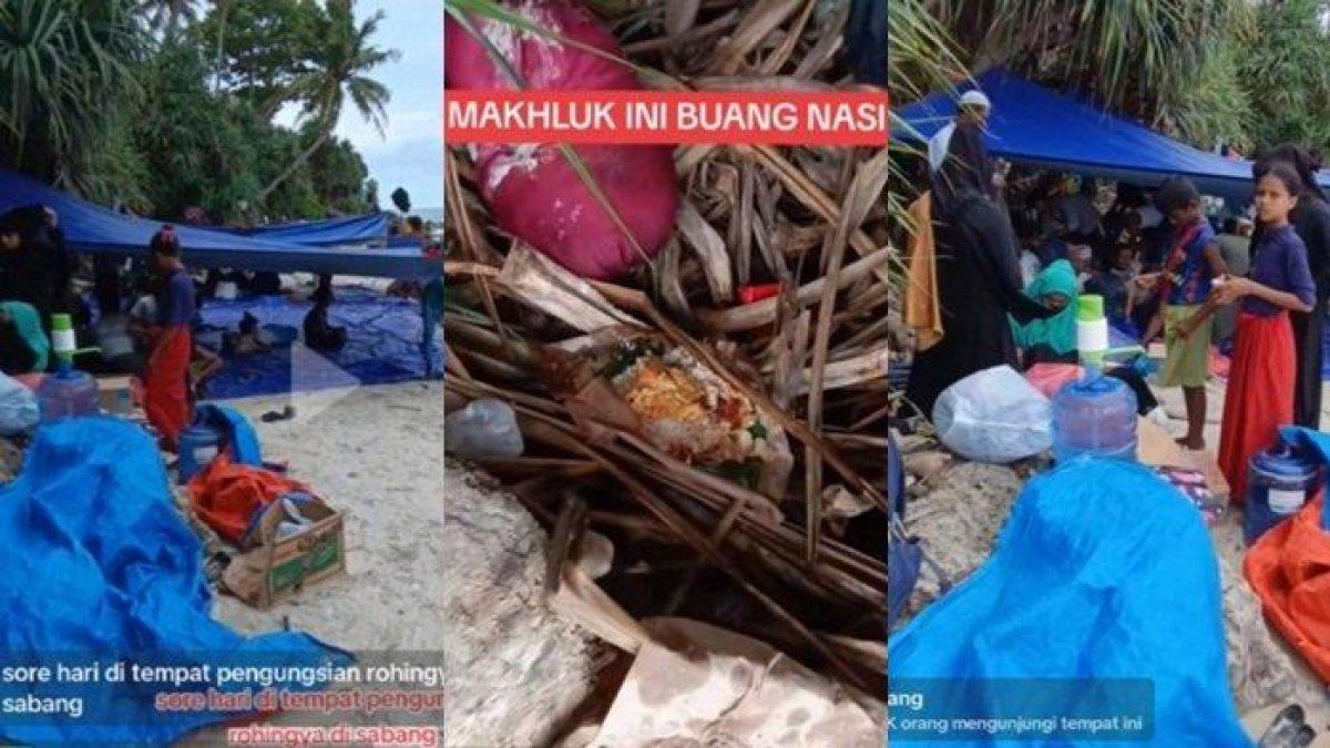 Etnis rohingnya kedapatan buang makanan dari warga setempat.