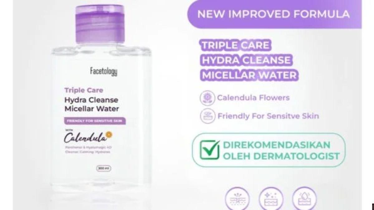 MICELLAR WATER ALFAMART - Foto produk Facetology Triple Care Hydra Cleanse Micellar Water, diolah dari facetology.id, Rabu (2/4/2025). Berikut rekomendasi micellar water yang bisa dibeli di Alfamart.