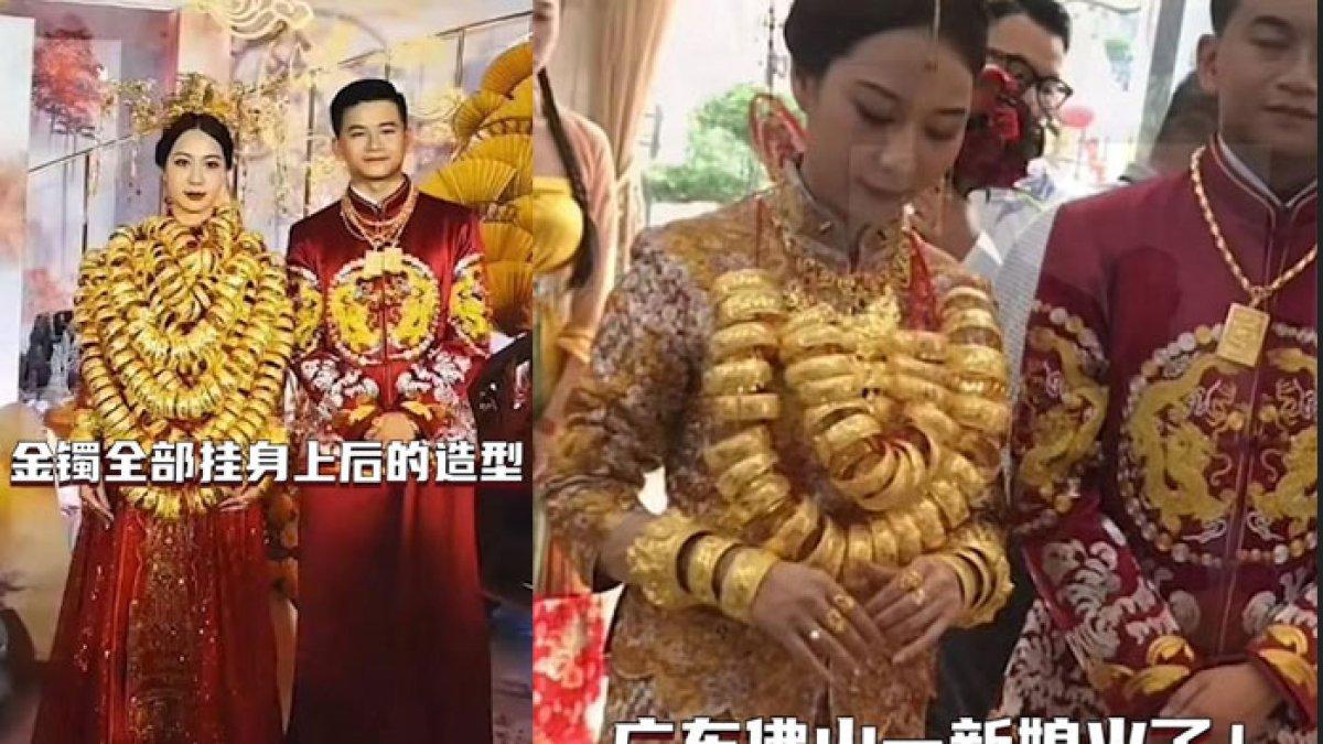 Fakta di balik foto pengantin wanita yang wajahnya tertutup emas, cuma dapat 60 gelang