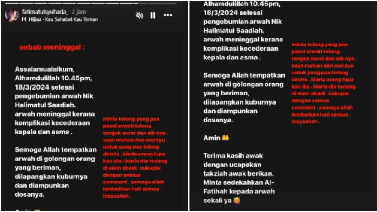 Fatimatul ungkap penyebab kematian adiknya