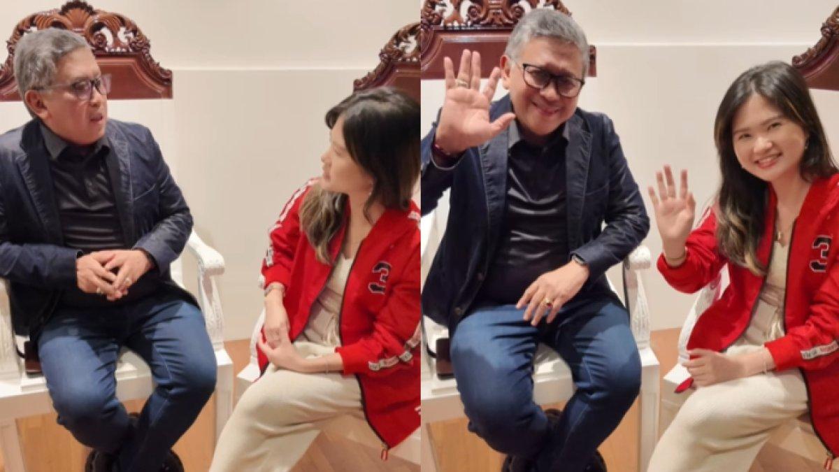 Felicia Tissue terlihat bersama Sekretaris Jenderal DPP Partai Demokrasi Indonesia Perjuangan, Hasto Kristiyanto