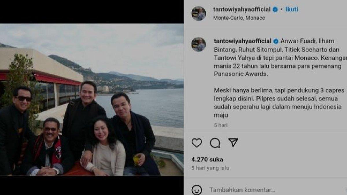 Foto Titiek Soeharto bareng Tantowi Yahya 22 tahun lalu jadi sorotan.