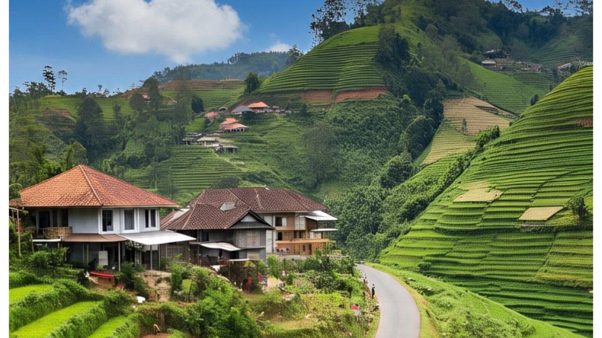 Ilustrasi daerah tersepi di kawasan perbukitan.