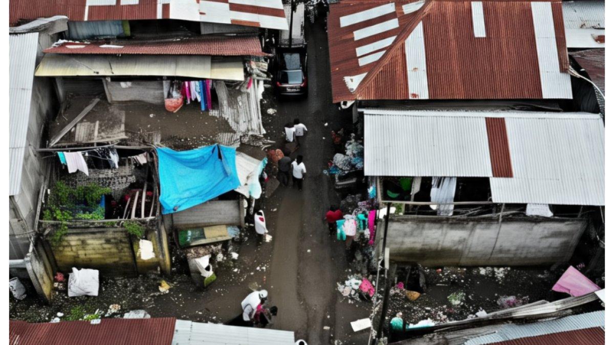 Ilustrasi rumah-rumah warga yang kotor dan kumuh.