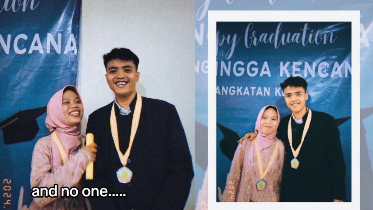 Foto wisuda Sela Nur dan Dimas Aditya
