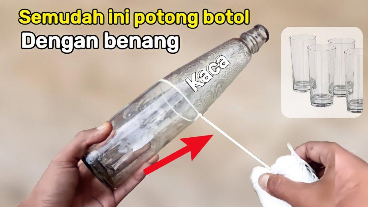 Gampang banget memotong botol kaca hanya menggunakan benang, hasilnya mantab bisa dipakai sebagai gelas.
