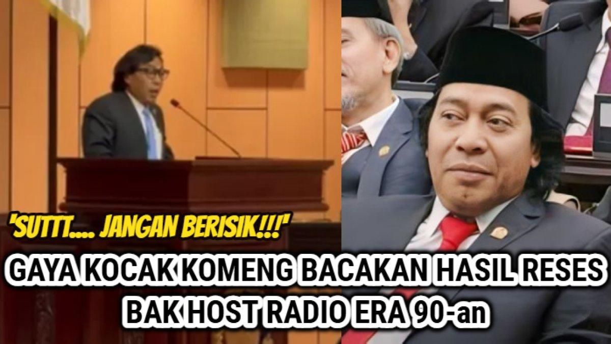Gaya kocak senator Alfiansyah Bustami atau Komeng saat membacakan hasil reses di Sidang Paripurna ke-8 Masa Sidang II Tahun Sidang 2024-2025.