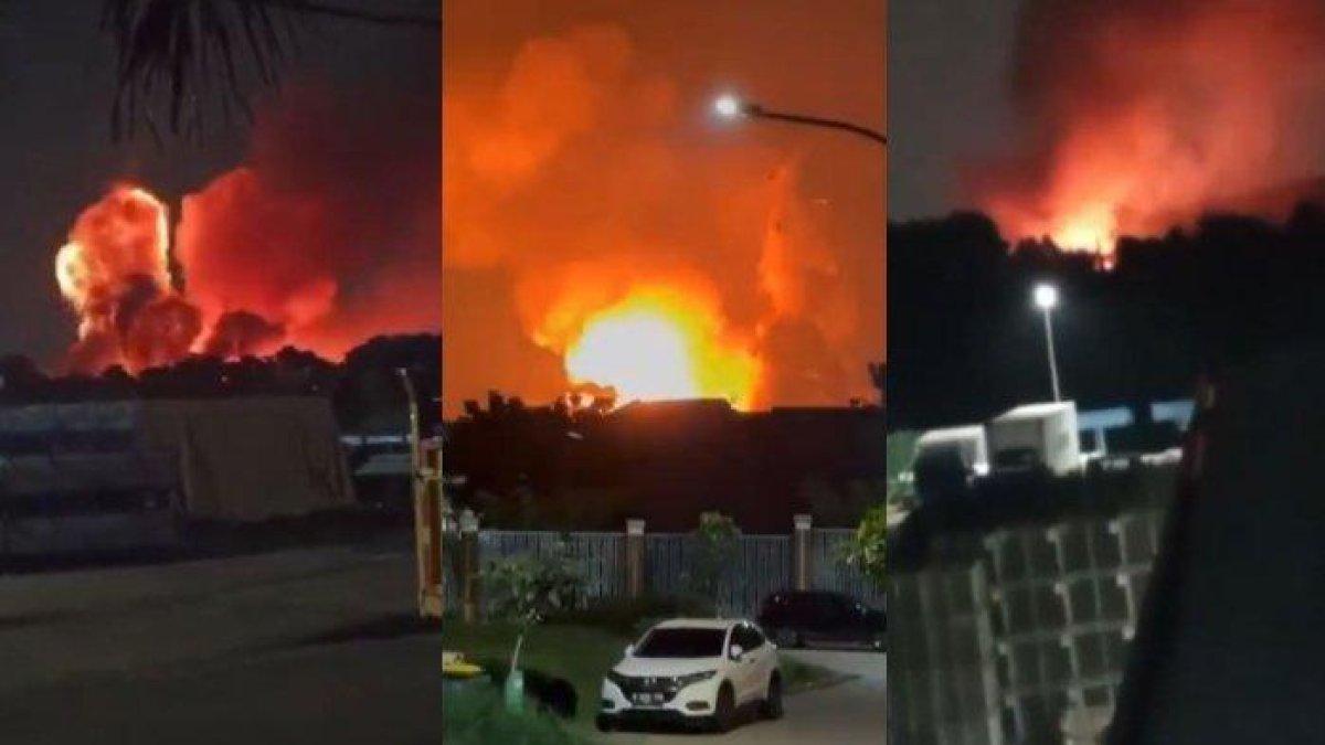 Gudang peluru atau amunisi Yon Armed 7 milik Kodam Jaya/Bekasi yang berlokasi di Jalan Raya Siliwangi, Desa Ciangsana, Kecamatan Gunung Putri, Kabupaten Bogor, mengalami ledakan dan kebakaran hebat, Sabtu (30/3/2024).