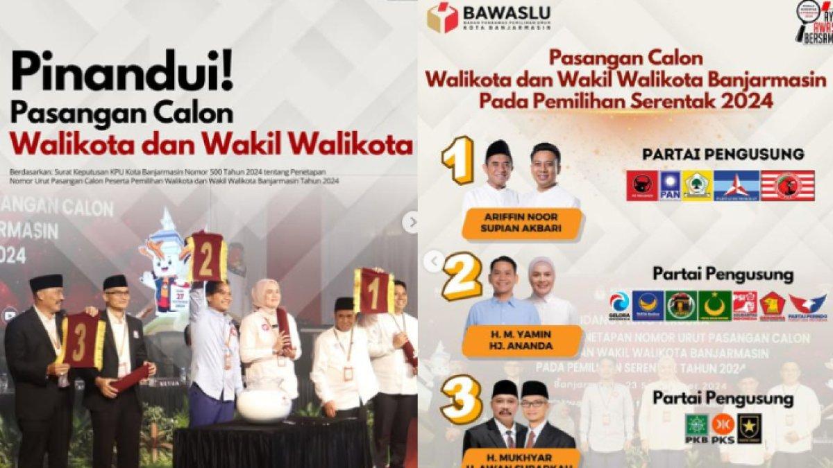 Hasil quick count Pilkada Banjarmasin 2024 Muhammad Yamin-Ananda mengungguli perolehan suara calon petahana Arifin Noor-Supian.
