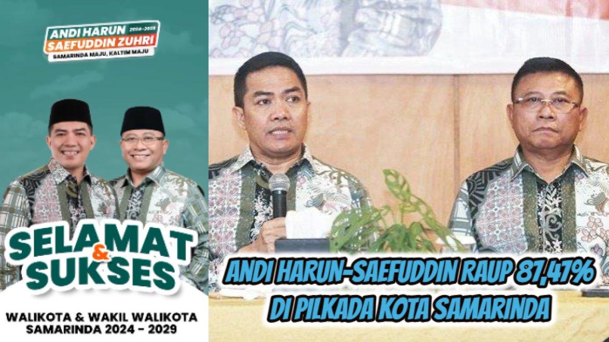 Hasil quick count Pilkada Kota Samarinda, Kalimantan Timur 2024 yang mengunggulkan Andi Harun-Saifudin Zuhri atas kotak kosong.