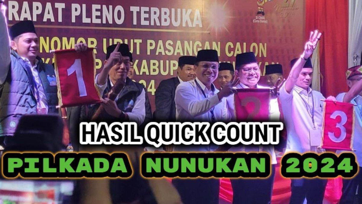 Hasil quick count sementara Pilkada Nunukan, Kalimantan Utara 2024, Irwan Sabri–Hermanus (IRAMA), Andi Akbar–Serfianus (GAAS), Basri–Hanafiah.
