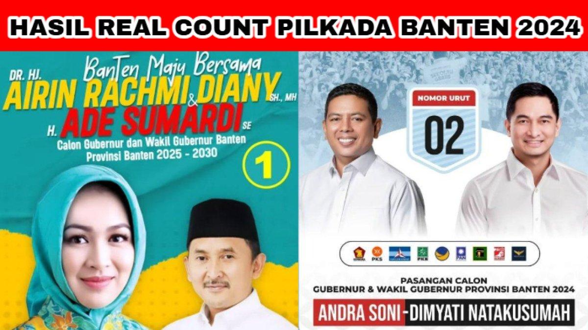 Hasil terupdate Real Count Pilkada 2024 di Banten, Airin-Ade meraih kemenangan di dua wilayah ini.