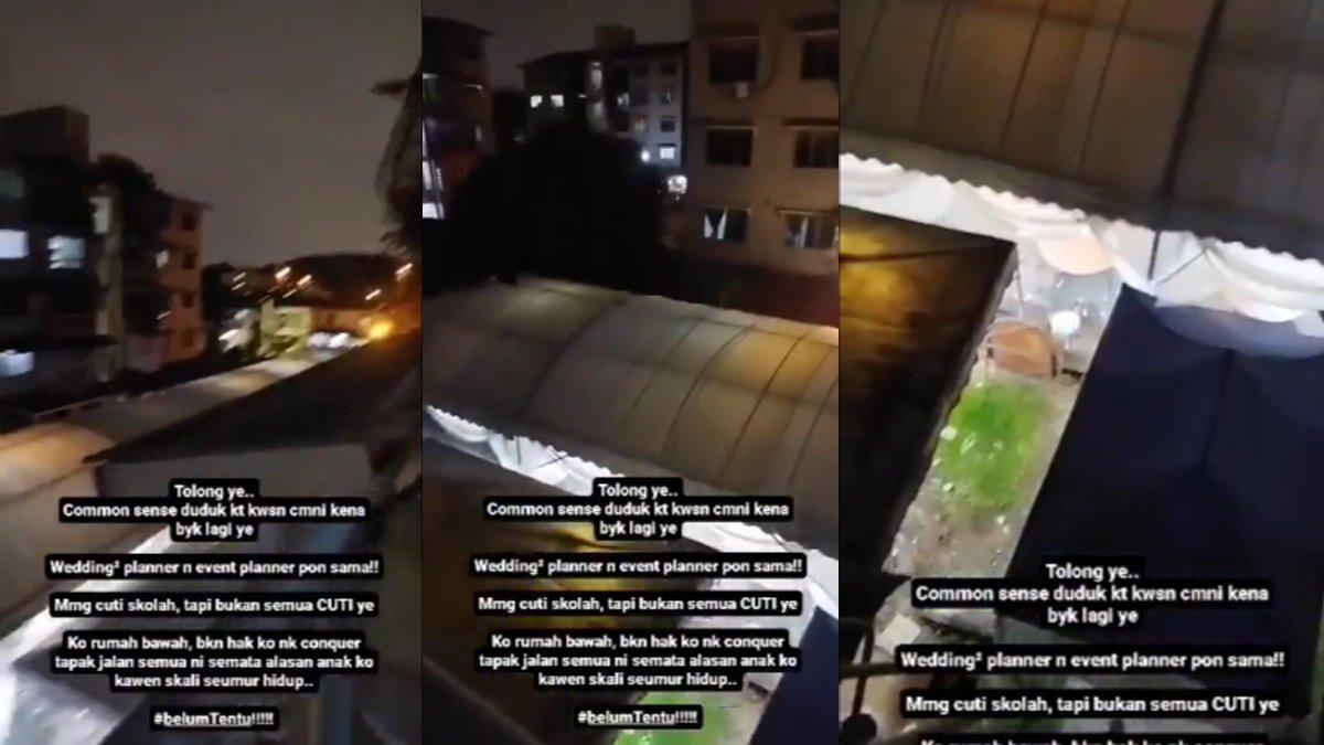Heboh di media sosial tetangga menutup semua akses jalan di rumah susun dengan mendirikan tenda untuk resepsi pernikahan