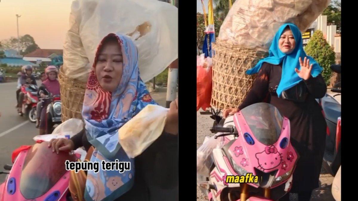 Herlina, emak-emak dagang kerupuk naik motor sport