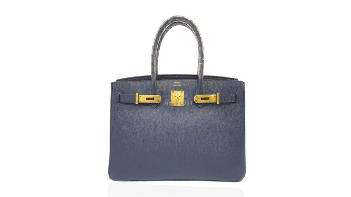 Hermes Birkin 30 Bag Rich Blue Lin Epsom