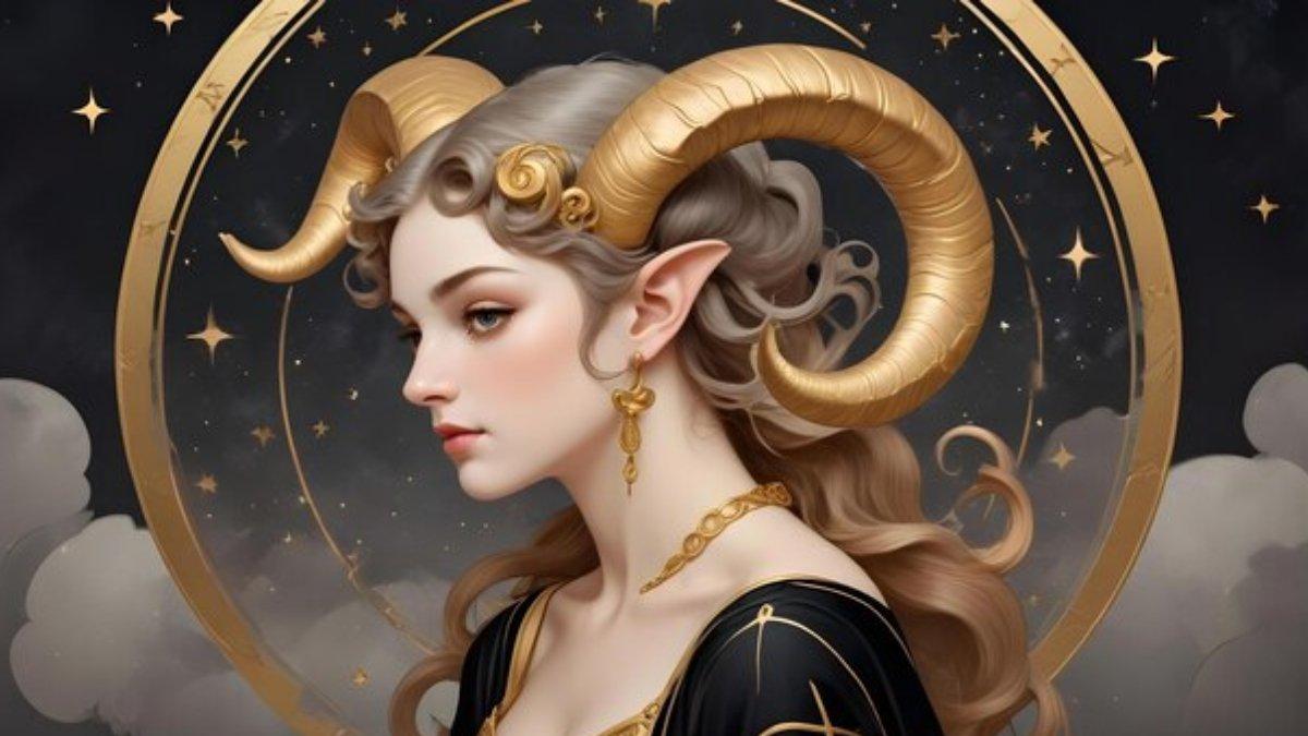ZODIAK HARIAN. Ilustrasi Wanita Zodiak Aries. Sebuah simbol untuk zodiak Aries.