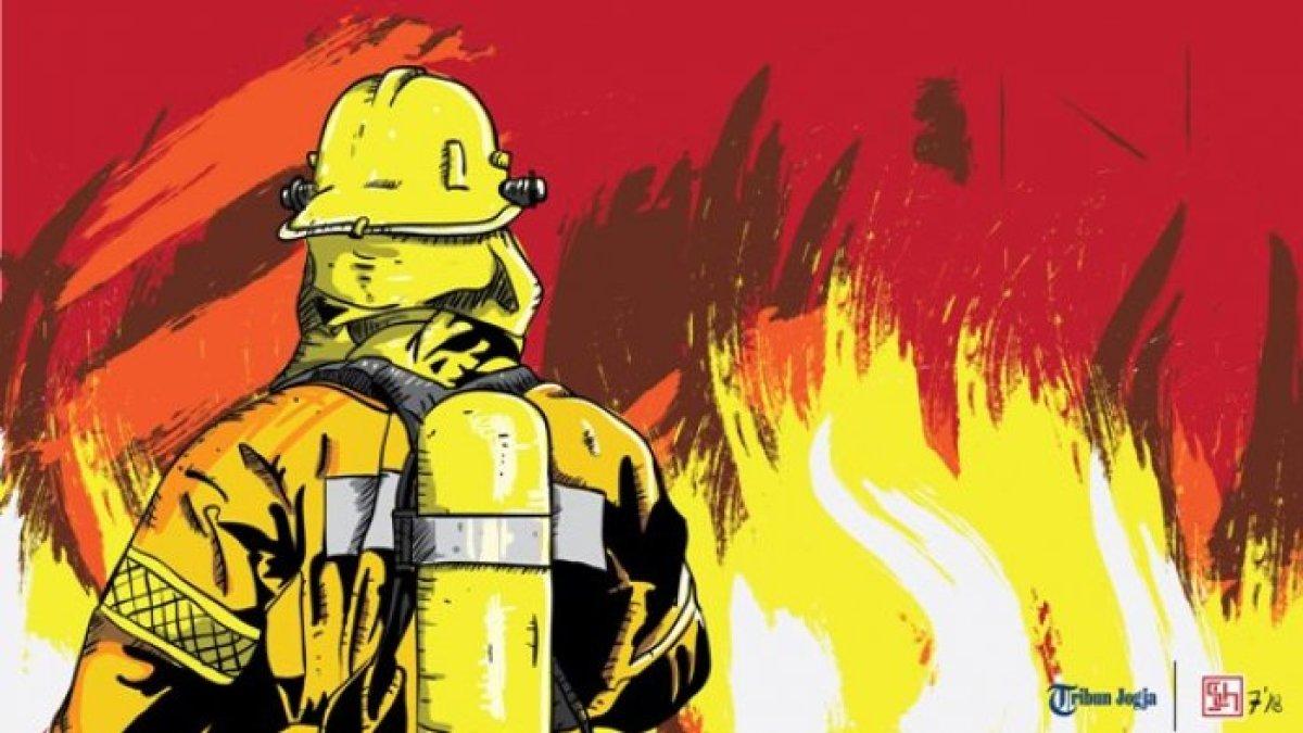 Ilustrasi damkar padamkan kebakaran