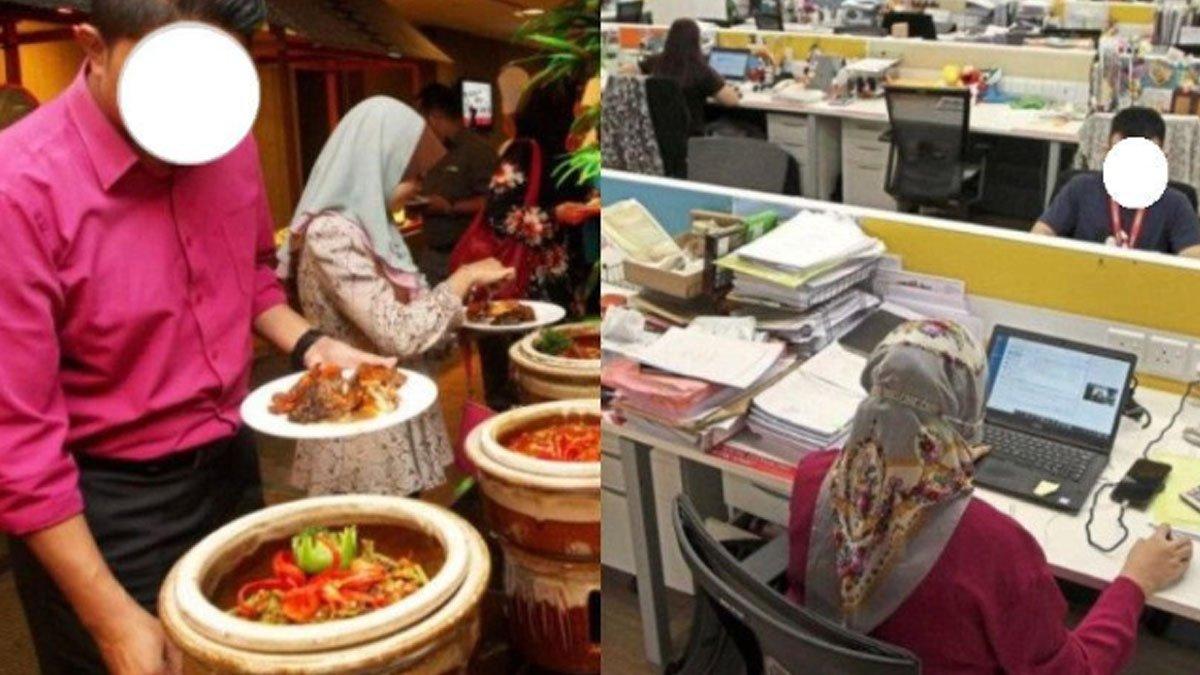 Ilustrasi makan dan bekerja