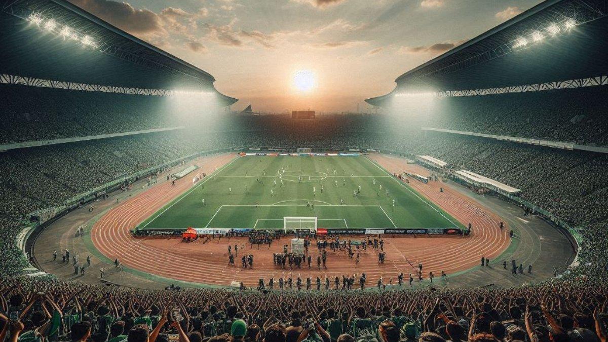Ilustrasi pertandingan sepak bola Liga 1.