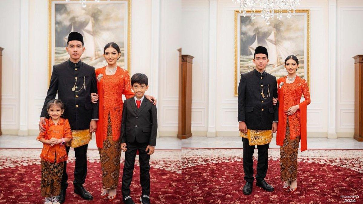 Ini potret pertama keluarga Gibran Rakabuming Raka setelah dilantik menjadi Wakil Presiden RI, Selvi Ananda pakai kebayak merah