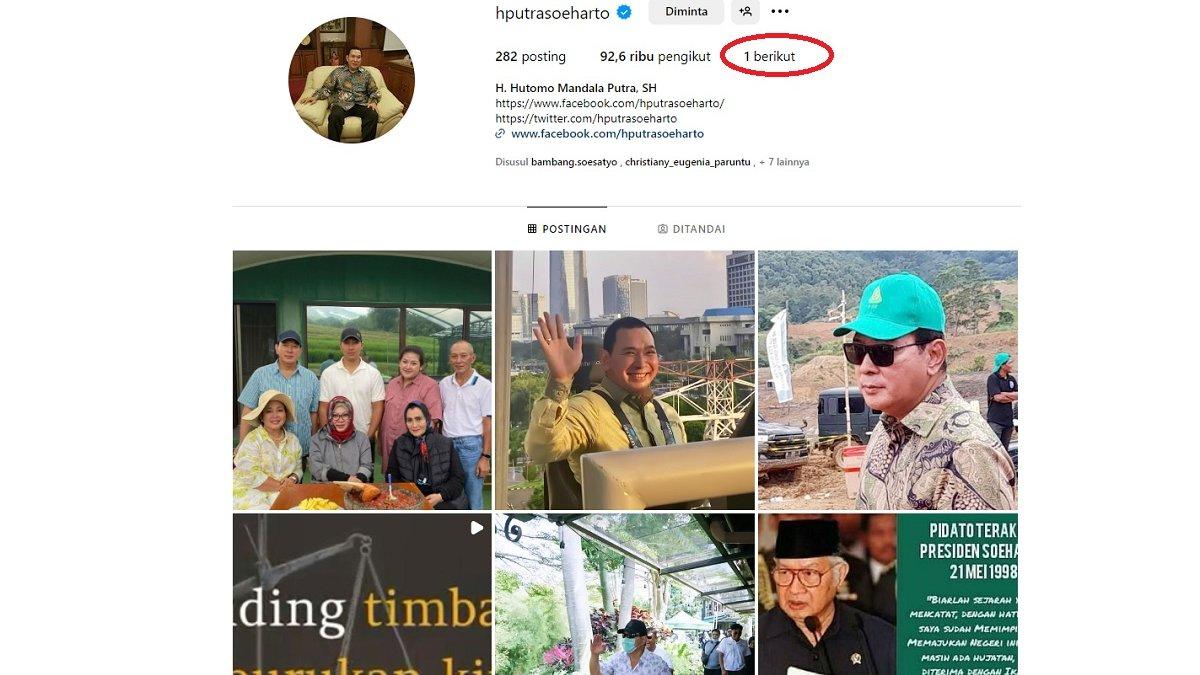 Instagram Tommy Soeharto hanya mengikuti satu akun saja