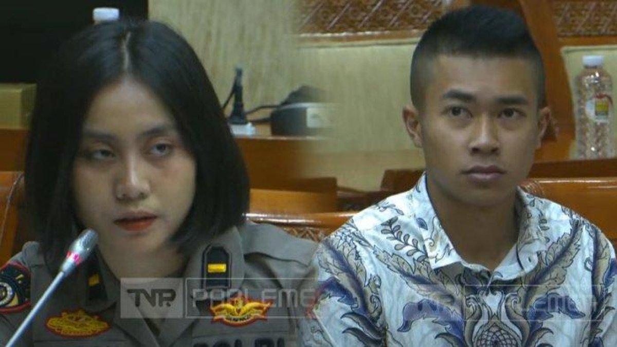 PEMECATAN SISWA SPN -- (kiri) potret Ipda Ferren Azzahra Putri ketika rapat dengan DPR, Kamis (6/2/2025) (kanan) Valyano Boni Raphael ketika rapat dengan DPR, Kamis (6/2/2025). Ipda Ferren Azzahra Putri mendiagnosis Valyano Boni Raphael NPD.