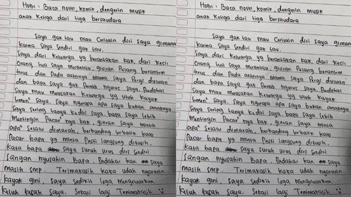 Isi curhatan pilu bocah SMP