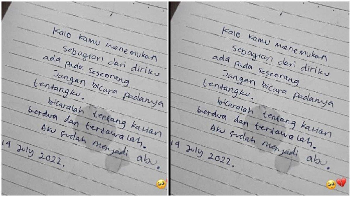 Surat terakhir mendiang kekasih.