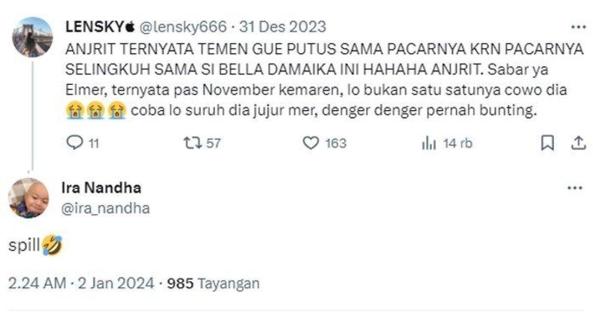 Isu Bella pramugari tak hanya jadi selingkuhan Elmer suami Ira Nandha