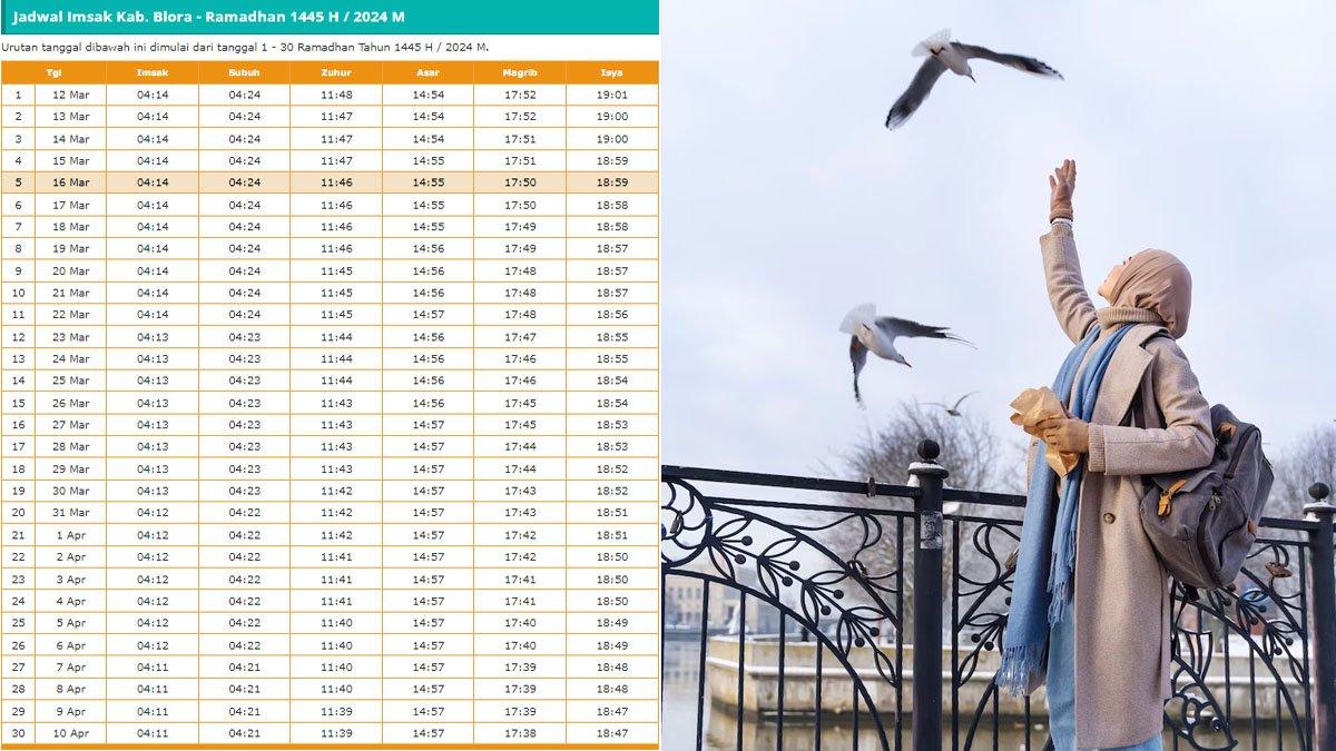 Jadwal buka puasa dan imsak Kabupaten Blora selama sebulan penuh Ramadhan 2024/1445 H.
