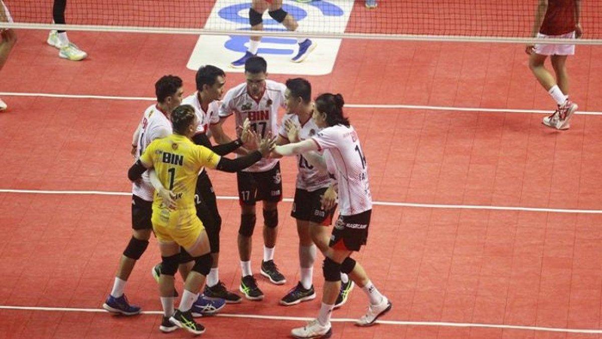 Jakarta STIN BIN pada laga menghadapi Jakarta Garuda Jaya pada seri ketiga Proliga 2024 di GOR PSCC, Palembang, Sabtu (11/5/2024).