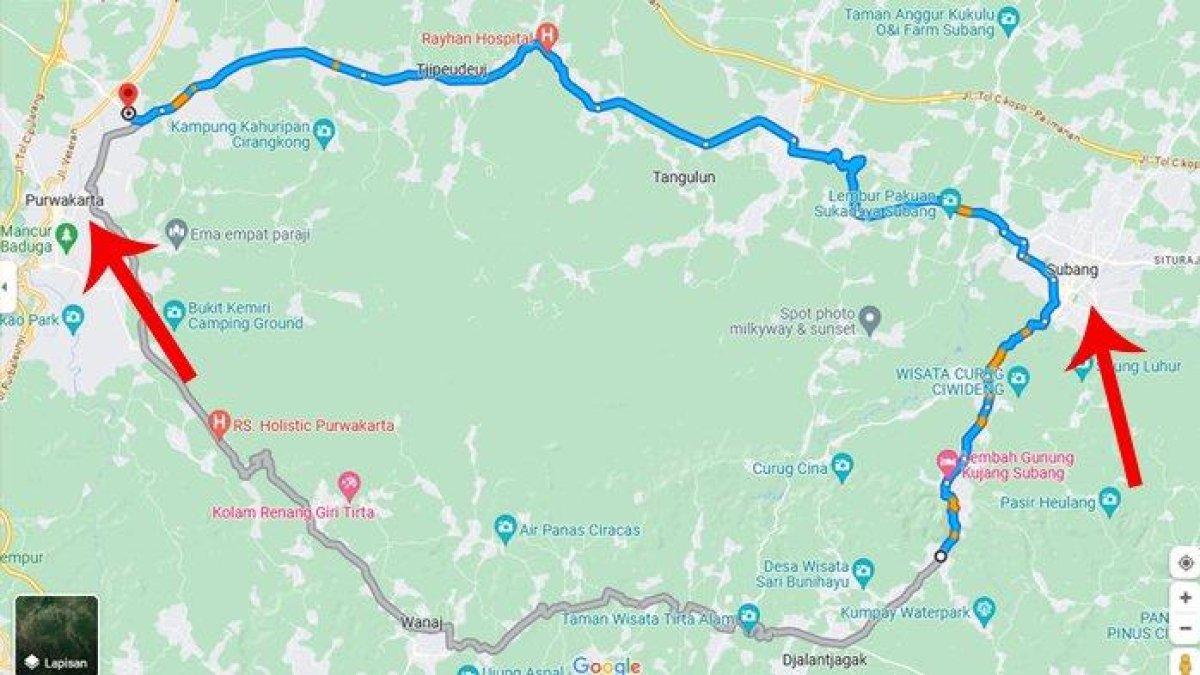 Jarak dari TKP pembunuhan Tuti dan Amalia di Subang dengan lokasi kerja Arighi anak Mimin yang berjarak kurang lebih 52,3 Km