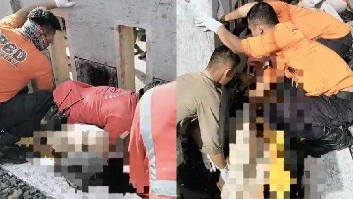 Jenazah PP saat dievakuasi petugas