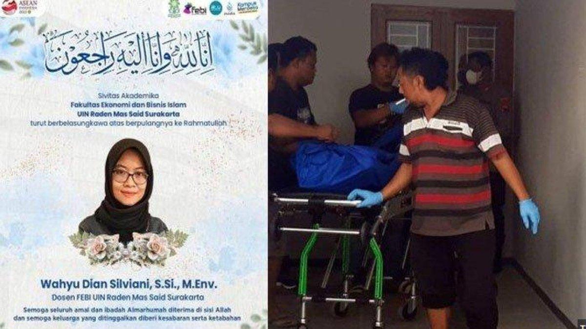 Jenazah dosen Wahyu Dian Silviani disemayamkan di rektorat UIN RM Said Surakarta, Jumat (25/8/2023).