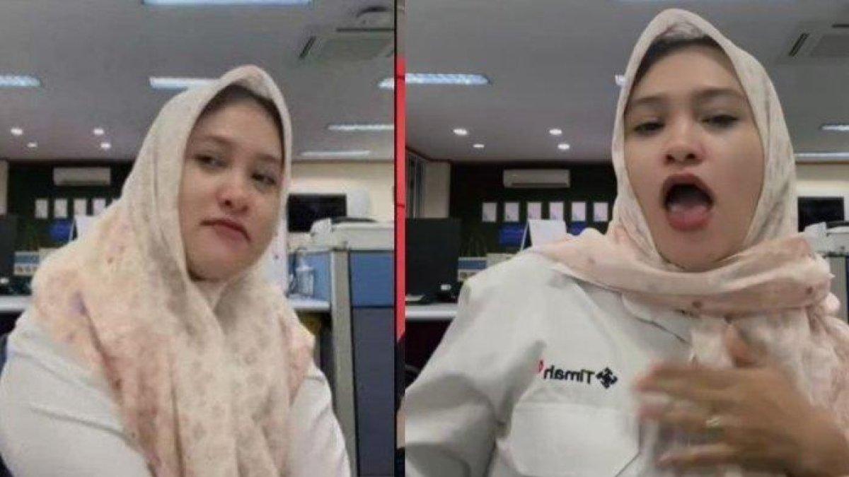 KARYAWAN HINA HONORER: Kolase foto Dwi Citra Weni karyawan PT Timah milik BUMN viral di media sosial usai hina honorer pakai BPJS Kesehatan, Selasa (1/2/2025). Kini nasib Dwi dijatuhi sanksi.
