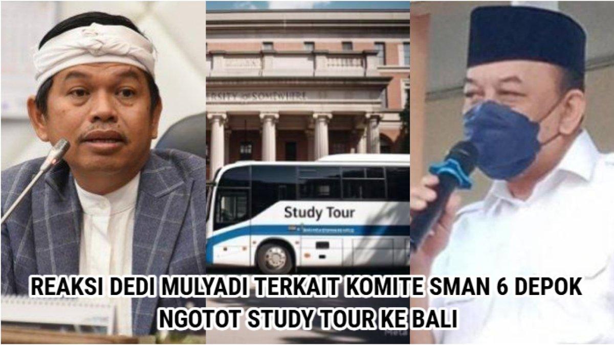 KDM LARANG STUDY TOUR,-  Kolase foto Dedi Mulyadi dan Komite SMAN 6 Depok. Sang komite ngotot study tour ke Bali demi belajar PPKN. Dedi menyarankan bila komite ngotot ingin pergi ke Bali, tidak membawa nama sekolah. Reaksi Dedy Mulyadi terkait komiter SMAN 6 Depok, Jawa Barat yang nekat study tour ke Bali meski telah berulang kali dilarang.