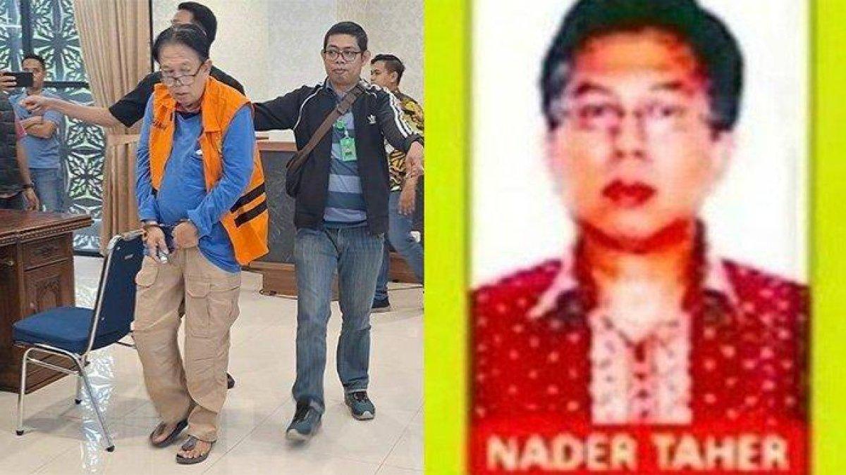 KORUPTOR DITANGKAP - (Kiri) Buronan kasus korupsi Nader Taher saat tiba di Kantor Kejati Riau, Jumat (14/2/2025). Dia berhasil diamankan pada Kamis (13/2/2025) dan (Kanan) Foto Nader Taher saat jadi buronan.
