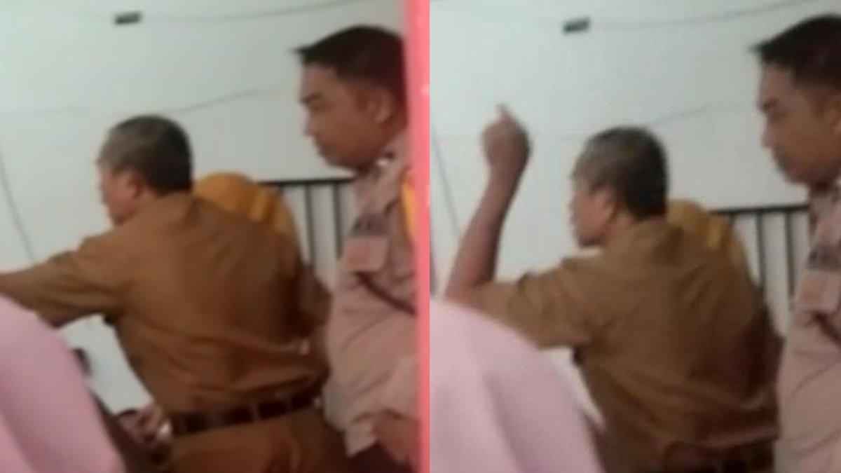 Tangkapan layar video viral kades ngamuk datangi kantor desa.