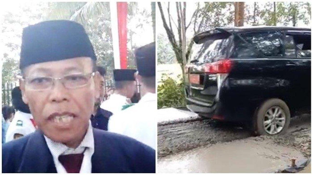 Kadispora Kota Lubuklinggau Purnomo buka suara usai mobil dinasnya terobos jalan baru dicor.