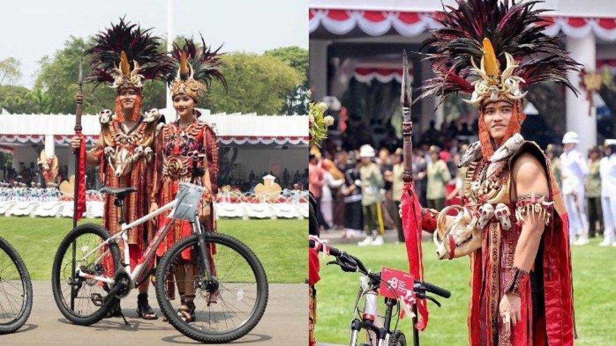 Kaesang Pangarep dan Erina Gudono menang kostum terbaik dalam upacara peringatan HUT ke-78 RI di Istana Negara, Kamis (17/8/2023).