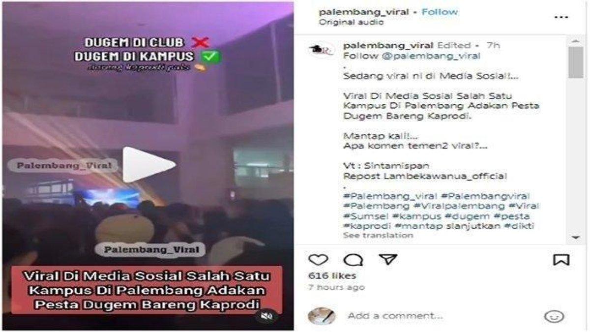 Kampus di Palembang gelar pesta dugem hingga menampilkan DJ seksi. Kampus Politeknik Pariwisata Palembang menjadi viral di media sosial.